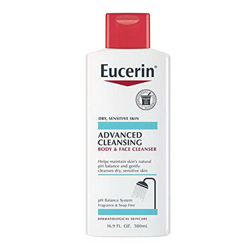 Eucerin Advanced Cleansing Body and Face Cleanser, 16.9 Oz